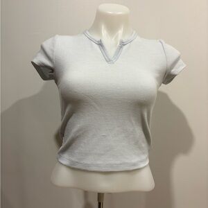 TNA by Aritzia Light Blue Waffle Crop Top